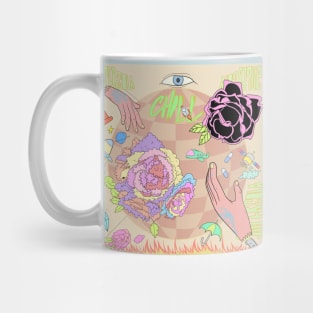 Dope hands and roses cartoon illustration Mug